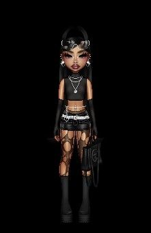 Black Bratz Outfit, Bratz Black Outfit, Everskies Black Outfit, Bratz Outfits Inspiration, Bratz Outfit Ideas, Bratz Outfits, Y2k Goth Outfits, Everskies Fits, Festival Rave Outfit