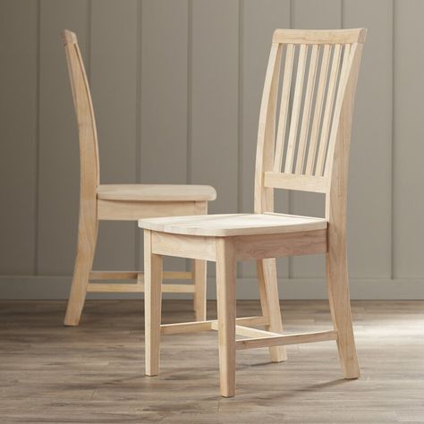 Mistana™ Lynn Solid Wood Dining Chair & Reviews | Wayfair Wood Kitchen Chair, Wooden Dining Table Designs, Wood Chair Design, Farmhouse Chairs, Furniture Design Chair, Solid Wood Chairs, Solid Wood Dining Chairs, Restaurant Chairs, Dining Table Design