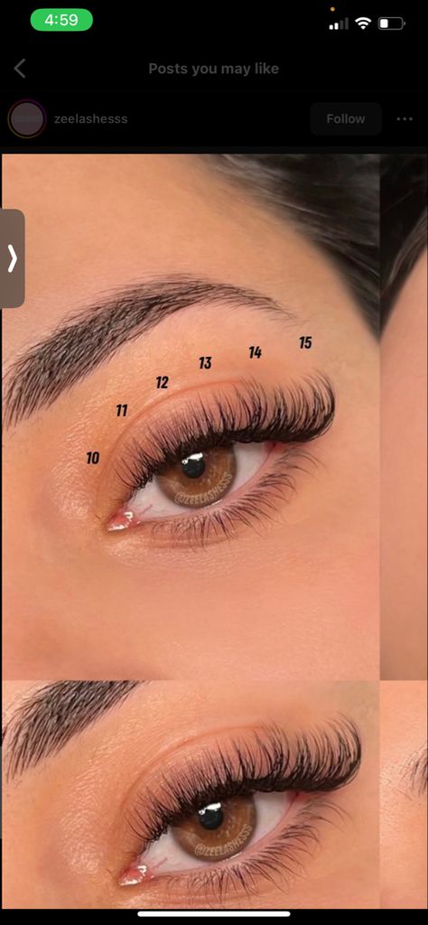 Medium Length Eyelashes, Lashes Extensions With Numbers, First Time Lash Extensions, Vavalash Lash Map, Hybrid Wispy Eyelash Extensions Mapping, Cateye Wispy Hybrid Lash Extensions, Lash Map Hybrid, Fox Eye Lash Map, Lash Extensions Almond Eyes