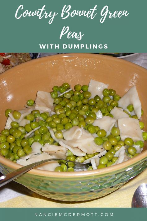 This essential dish is family fare, where home cooks turned a cup of flour, an apronful of English peas, and a pot of water with butter and salt into a worthy and satisfying meal. Peas And Dumplings Recipes, Peas And Dumplings, Pea Dumplings, Garden Peas, Chicken Mashed Potatoes, Crockpot Soup, English Peas, Kitchen Country, Dumplings For Soup