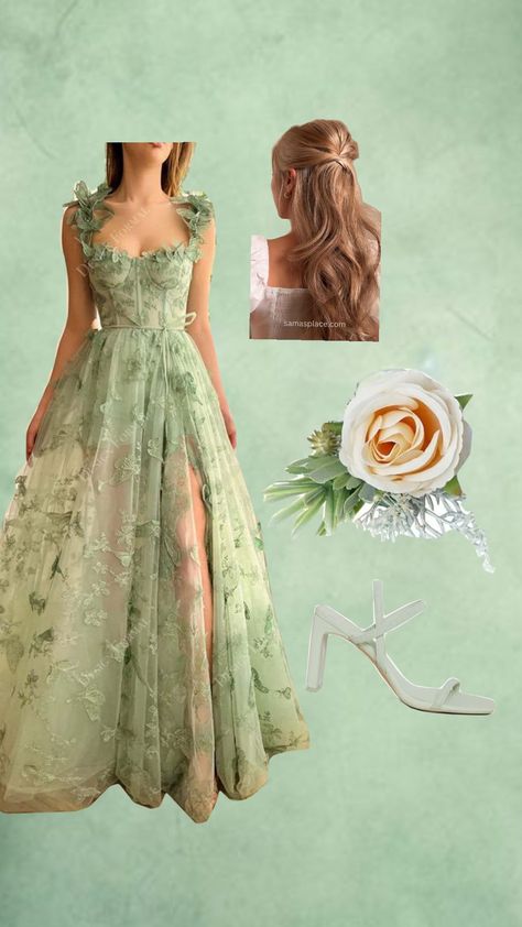 Floral Dress Prom, Prom Ideas, Green Floral Dress, Dress Prom, Light Green, Floral Dress, Prom Dresses, Prom, Floral