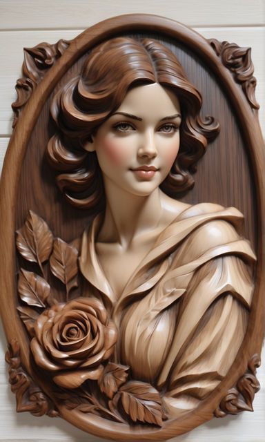 Wooden Portrait of an Extremely beautiful Woman holding a ro... by Erisen - Playground Wood Carving Art Sculpture, 3d Relief Art, Buddha Art Drawing, Carved Wood Wall Art, Human Figure Drawing, Wood Carving Designs, Ganesha Pictures, Relief Sculpture, Art Carved