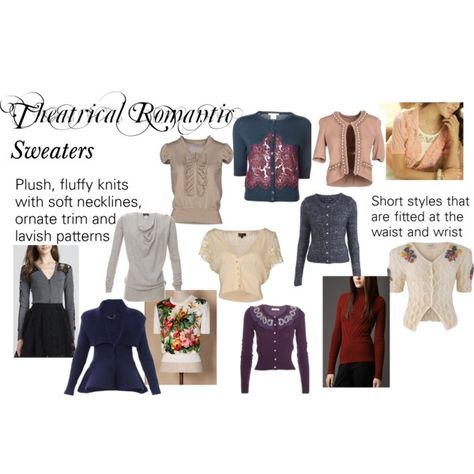 "Theatrical Romantic Sweaters" by trueautumn on Polyvore Romantic Clothing Style, Theatrical Romantic Style, Kibbe Romantic, Theatrical Romantic, Winter Typ, Romantic Blouses, Dramatic Style, Romantic Outfit, Rock Chic