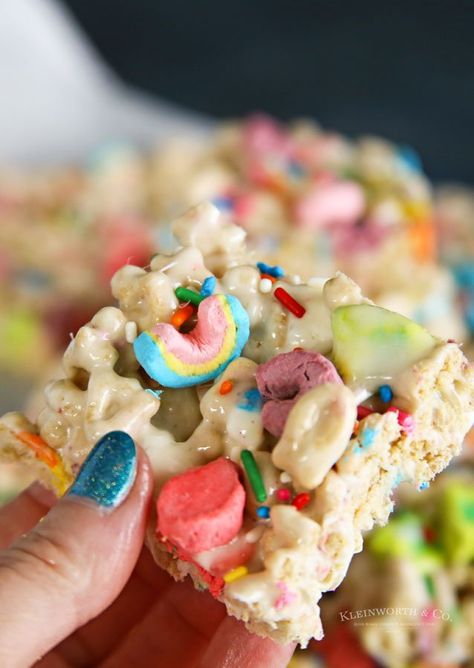 Lucky Charm Treats Homemade Rice Krispies, Lucky Charms Treats, Homemade Rice Krispies Treats, Rice Crispy Treats Recipe, Homemade Peppermint Patties, Mint Desserts, Lucky Charms Marshmallows, Mint Chocolate Chip Cookies, Lucky Charms Cereal