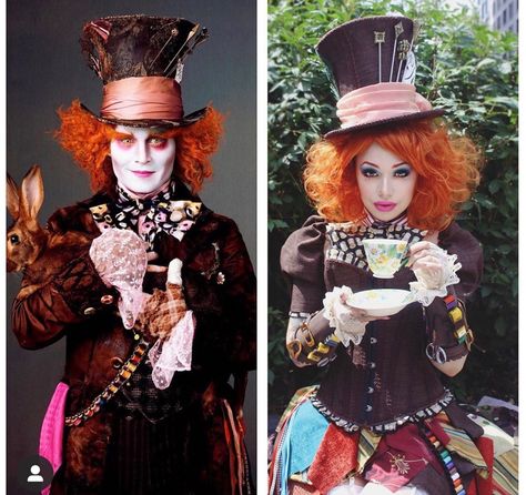 High Fashion Costume, Halloween Alice In Wonderland Scary, Mad Hatter Women’s Costume, Madhatters Costume Women, Mad Hatter Womens Costume Diy, Madhatters Costume, Madhatters Costume Diy, Mad Hatter Halloween Costume For Women, Mad Hatter Womens Costume