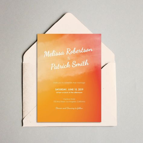 Sunset Wedding Invitations, Wedding Invitations Template, Orange Printable, Wedding Invitation Diy, Wedding Website Examples, Invitation Suite Wedding, Luxury Weddings Reception, Wedding To Do List, Invitations Template