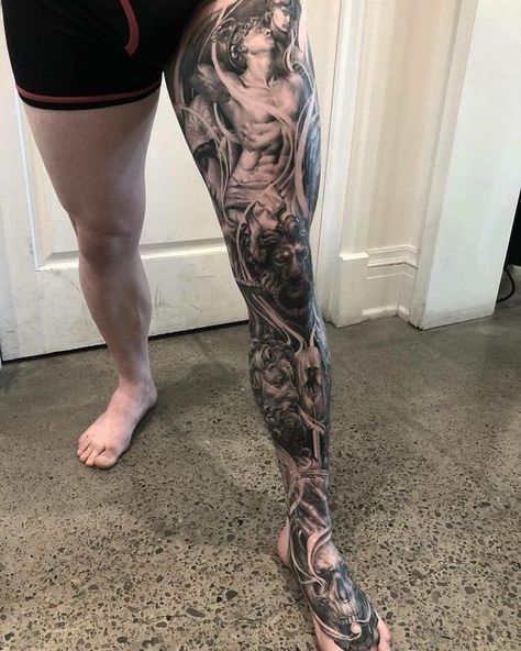 Tattoo Journal, Realism Tattoos, Full Leg Tattoos, Chicano Style, Realistic Tattoo Sleeve, God Tattoos, Tattoo Inspiration Men, Men Tattoos, Muster Tattoos