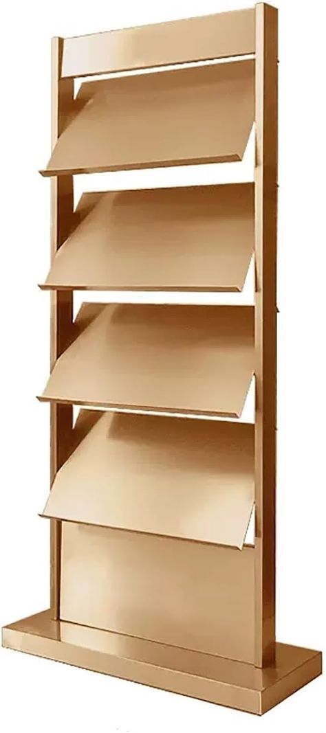 Amazon.com: YLLFFLL Tiered Design Iron Magazine Rack Floor-Standing, Commercial Magazine Display Stand for Literature, Product Introductions, for Sales Department/Public Reception Area (Color : Gold) : Home & Kitchen Brochure Stand Design, Newspaper Display, Stationery Display, Brochure Stand, Book Display Stand, Magazine Display, Newspaper Stand, Brochure Display, Church Interior Design