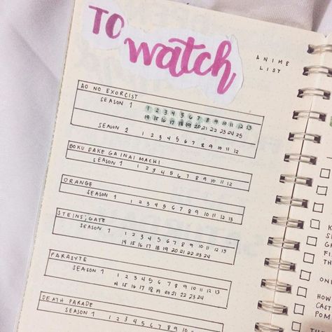 Anime Watchlist Journal, Bujo Watchlist, Anime List Journal, Journal Watch List, To Do List Notebook, Book Reading Journal, Bullet Journal Quotes, List Notebook, Anime Journal