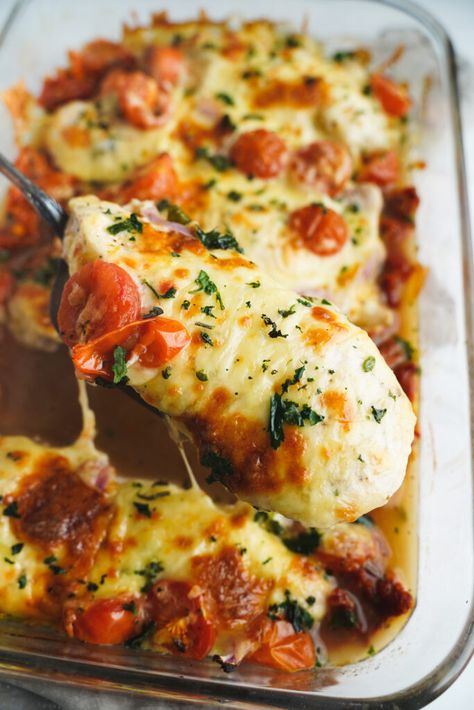 Easy Balsamic Chicken Recipe With Mozzarella Cheese - cookingwithcassandra.com Chicken Mozzarella Recipes, Chicken Tomato Mozzarella Bake, Lemon Butter Salmon, Recipes With Mozzarella Cheese, Balsamic Chicken Recipes, Baked Onions, Chicken Noodle Soup Easy, Butter Salmon, Mozzarella Recipes