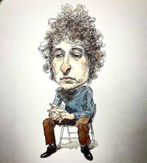 Bob Dylan by John Cuneo John Cuneo, Portrait Illustration, Bob Dylan, Caricatures, Artist Inspiration, Drawings