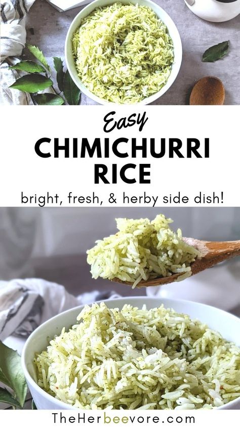 Chimichurri Rice Recipe, Chimichurri Rice Bowl, Refried Chickpeas, Herby Rice, Chimichurri Recipes, Chimichurri Rice, Recipe With Avocado, Carrot Recipes Side Dishes, Vegetarian Rice Recipes