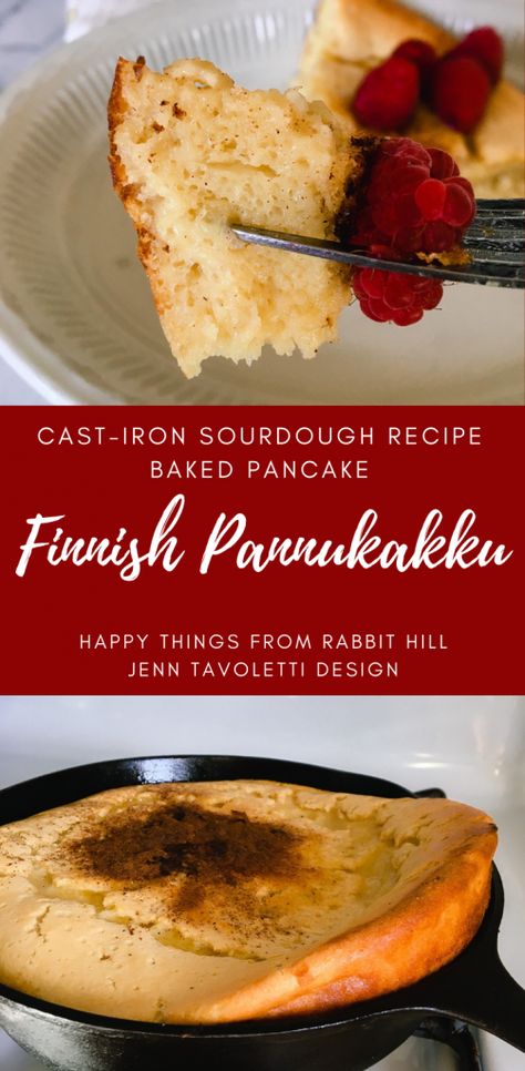 Cast-Iron Sourdough Baked Pancake (Finnish Pannukakku) - Rabbit Hill Sourdough Swedish Pancakes, Finnish Pancakes, Sourdough Pancakes Recipe, Swedish Pancakes, Sourdough Pancakes, Baked Pancakes, Sourdough Starter Recipe, Dough Recipes, Egg Custard