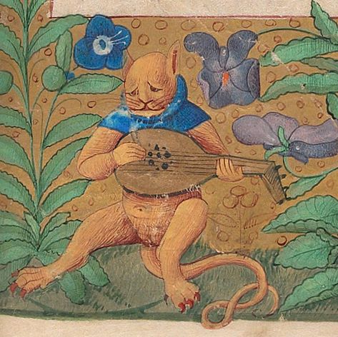 Classical Art Memes, Medieval Paintings, Book Of Hours, Medieval Manuscript, Medieval Period, Art Memes, Medieval Art, Classical Art, Cat Playing