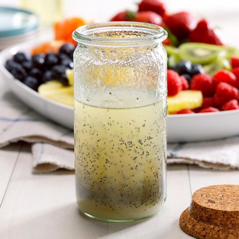 Poppy Seed Dressing Poppy Seed Dressing Recipe, Healthy Dressing Recipes, Appetizer Cups, Salad Appetizer Cups, Seed Salad, Salad Appetizer, Poppyseed Dressing, Vinaigrette Salad, Poppy Seed Dressing