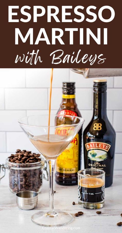 One sip and you'll fall in love with this easy espresso martini made with Baileys and Kahlua! It's the perfect blend of sweet, creamy coffee flavor with a kick. Best of all, this espresso martini recipe is super simple to mix up, even if you don't have an espresso machine! To make this Baileys espresso martini you’ll need just a few basic ingredients. And I'm giving you plenty of options for substitutions so you can make it with whatever you have. Espresso Martini Sweet, Baileys Expresso Martini, Starbucks Espresso Martini, Kahlua Espresso Martini, Make Ahead Espresso Martini, Rumchata Espresso Martini, Expresso Martinis Easy, Expresó Martini Recipe, Espresso Martini Without Kahlua