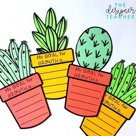 Shameless cactus lover over here! ❤️ These fun little guys are from my Growth Goals Bulletin Board Kit --> link in profile! Goals Bulletin Board, Plants Classroom, Class Theme, Bulletin Board Ideas, 4th Grade Classroom, 3rd Grade Classroom, Classroom Bulletin Boards, New Classroom, Classroom Design