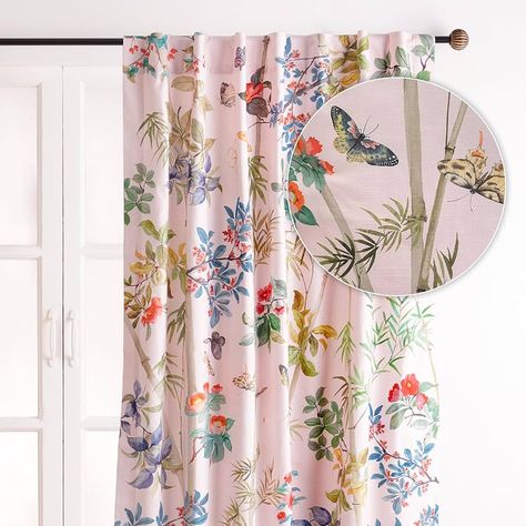 Amazon.com: Maison d' Hermine 100% Cotton Curtain - 50"x84" Decorative Curtain - Aesthetic Curtains for Farmhouse, Kitchen & Bedroom - with a Rod Pocket Loop - Pale Pink - Bamboo Color - 1 Panel : Home & Kitchen Colorful Floral Curtains, Boho Kitchen Curtain Ideas, Boho Kitchen Curtains, Aesthetic Curtains, Modern Farmhouse Curtains, Curtains For Nursery, Diy Curtain Rods, Farmhouse Curtains, Nursery Curtains