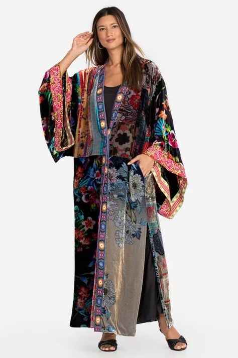 Page 4 | New Arrivals | Boho Clothing & Accessories | Johnny Was® Velvet Kimono Outfit, Maple Dress, Midnight Color, Kimono Online, Boho Womens Clothing, Velvet Kimono, Bias Cut Dress, Boho Chic Dress, Boho Chic Outfits