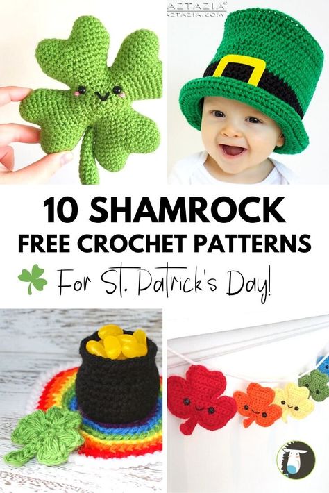 10 Lucky St. Patrick's Day Free Crochet Patterns St Patricks Day Crochet, Bernat Super Value Yarn, St Patricks Day Hat, St. Patrick's Day Diy, Puff Stitch Crochet, Crochet Boot Cuffs, St Patricks Crafts, St Patrick's Day Crafts, Holiday Crochet