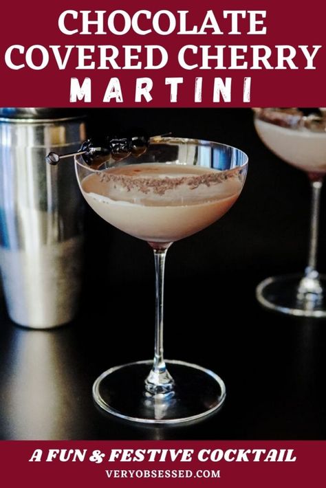 Chocolate Covered Cherry Martini, Chocolate Cherry Martini, Cherry Martini Recipe, Cherry Cocktail Recipes, Spiked Apple Cider Recipe, Chocolate Martini Recipe, Cranberry Martini, Cherry Martini, Chai Latte Recipe