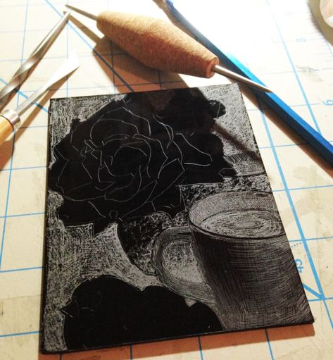 Drypoint Print on Plexiglass - Using Inexpensive Plastic for Intaglio Printmaking - Belinda Del Pesco Collagraph Art, Drypoint Printmaking, Drypoint Print, Dremel Engraving, Etching Tool, Collagraph Printmaking, Intaglio Printmaking, Drypoint Etching, Cookie Container