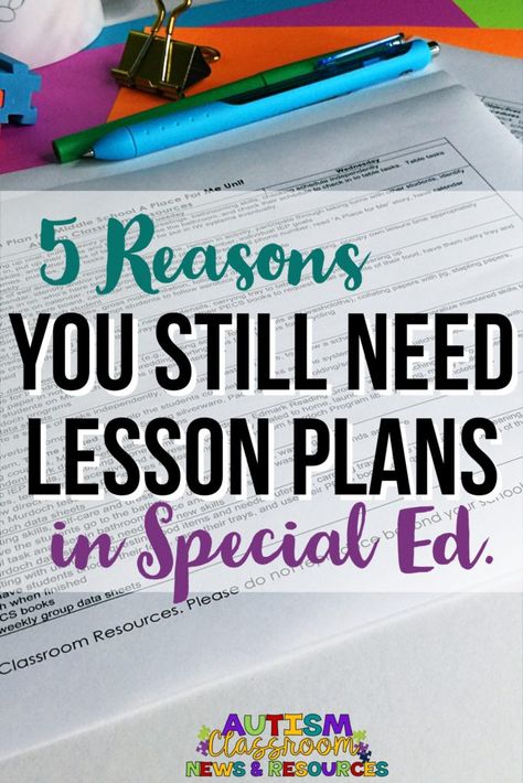 Ever wondered if you needed to bother writing lesson plans in your resource or self-contained classroom? Struggled with how to do it with such different and individual needs of your students? I contend that lesson plans are still needed in the special ed. classroom and I'll share why. Special Ed Classroom, Ed Classroom, Special Education Lesson Plans, Life Skills Curriculum, Writing Lesson Plans, Sped Classroom, Lesson Plan Template, Co Teaching, Self Contained Classroom