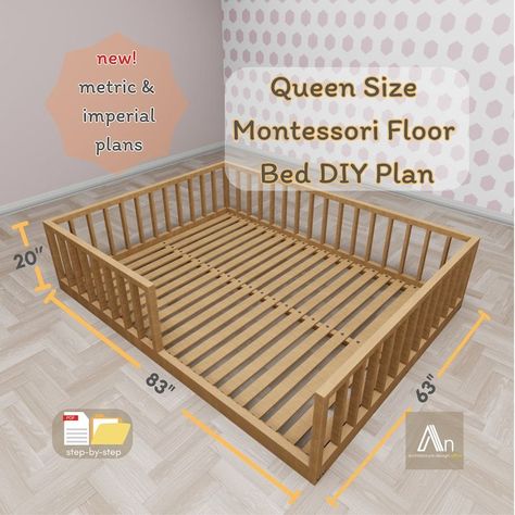 Queen Montessori Floor Bed Build Plan I Queen DIY Wooden Montessori ✨ #toddlergames #toddlers #toddlertoys #firstbirthday #firstbirthdayideas #nurserydecor #nursery #babyroom #babyroomdesign #kidsroom #toddlerroom #montessory #woodentoys #firstbirthdayparty #kidsofinstagram #playroomdecor #woodentoys #imagineplay #playroomdecor #playroomdesign #toddlerapproved #activitiesforkids #education #stemforkids