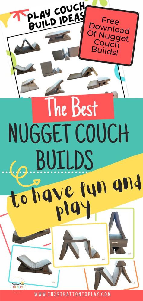 5 single nugget couch build ideas with a free download of visuals to create more Nugget play couch build ideas. Nugget Build Ideas, Nugget Obstacle Course, Nugget Slide, The Nugget Couch, Three Nugget Builds, Nugget Couch Ideas, Nugget Couch, Stuffed Animal Holder, Big Stuffed Animal