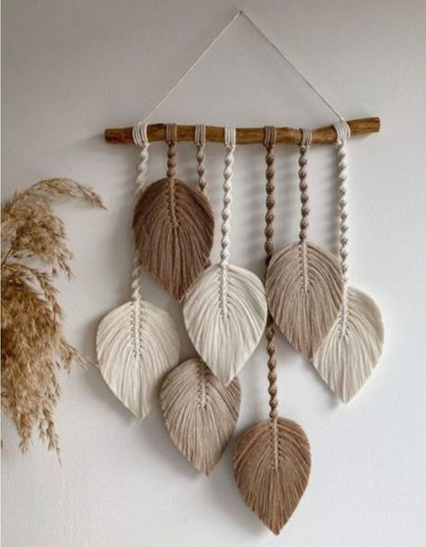 Leaf Macrame, Macrame Leaves, Macrame Crafts, Simpul Makrame, Art Macramé, Macrame Leaf, Pola Macrame, Boho Crafts Diy, Hanging Diy