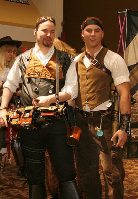 Men in Steampunk Costumes  http://peachesandcream.hubpages.com/hub/steampunkhalloweencostumefashionclothingideas Steampunk Mens Fashion, Steampunk Male, Male Steampunk, Steampunk Man, Steampunk Men, Steampunk Fashion Male, Two Guys, 2011 Fashion, Steampunk Wedding