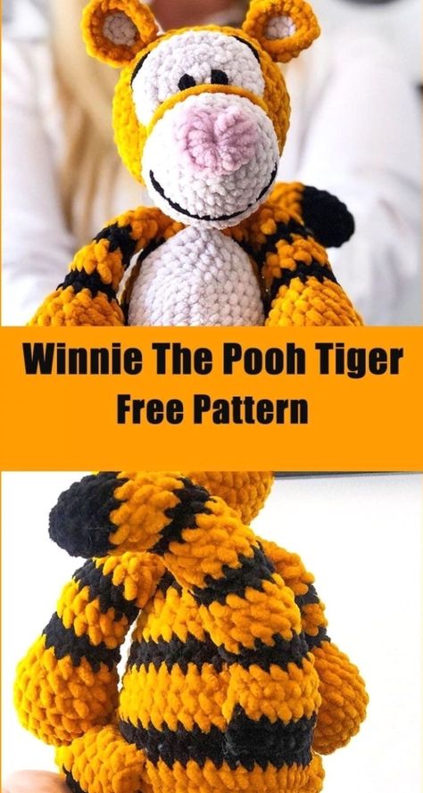 Amigurumi Crochet Free Pattern, Crochet Tiger, Mini Adventures, Disney Crochet Patterns, Winnie The Pooh Tigger, Crochet Toys Free, Confection Au Crochet, Crochet Disney, Pola Amigurumi