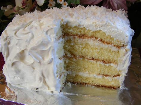 Coconut Sour Cream Cake Pinned for Joanna!!  This. Is. Awesome. Cream Coconut Cake, Coconut Sour Cream, Sour Cream Coconut Cake, Passion Cake, Coconut Pineapple Cake, Cake With Sour Cream, Passionfruit Curd, Coconut Cream Cake, White Chocolate Cake