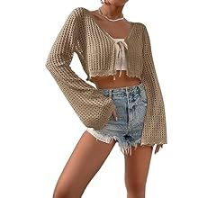 Tie Front Tops, Cardigan Crop Top, Cardigan Crop, Women's Tie, Crochet Top Pattern, Crochet Crop Top, Womens Tie, Cardigan Top, Front Tie Top