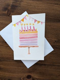 Colourful Birthday Cards, Birthday Cards Acrylic Paint, Watercolour Painting Cards, Watercolor Gift Card, Paint Birthday Cards, Wish Card Ideas, Watercolour Birthday Cards Simple, Watercolour Cards Birthday, Marker Birthday Card