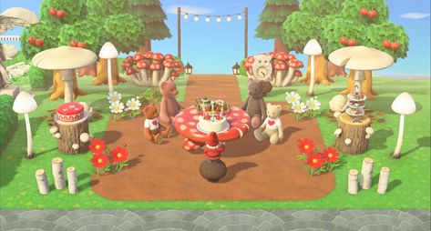 Mushroom Area Animal Crossing, Tea Party Animal Crossing, Mushroom Island Animal Crossing, Animal Crossing Mushroom Island, Acnh Mushroom Island, Acnh Mushroomcore, Animal Crossing Tea Party, Animal Crossing Mushroom Forest, Animal Crossing Mushroom