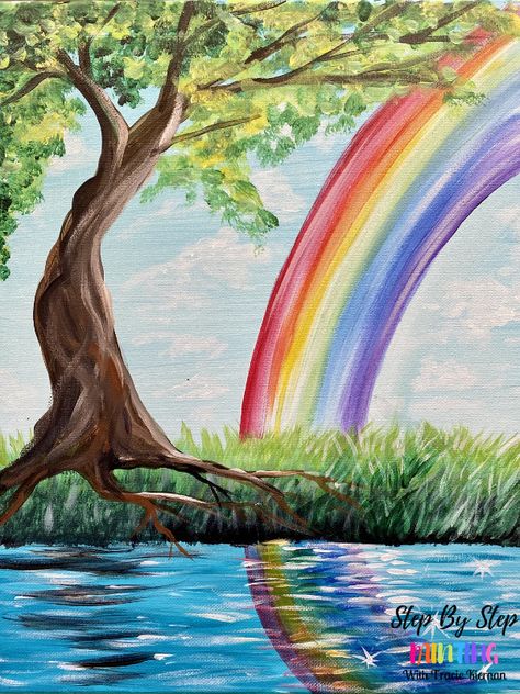 Rainbow Painting - Step By Step Painting With Tracie Kiernan Rainbow Drawing, Nature Art Drawings, Rainbow Painting, Painting Art Lesson, Spring Painting, Nature Drawing, Modern Art Paintings, Step By Step Painting, Aesthetic Painting