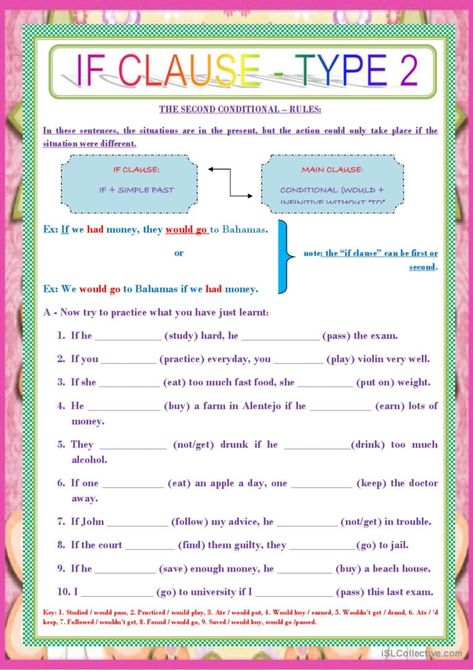 If Clause, Language Goals, Grammar Practice, Put On Weight, A Worksheet, Teacher Notes, Grammar Worksheets, Esl Worksheets, Study Hard