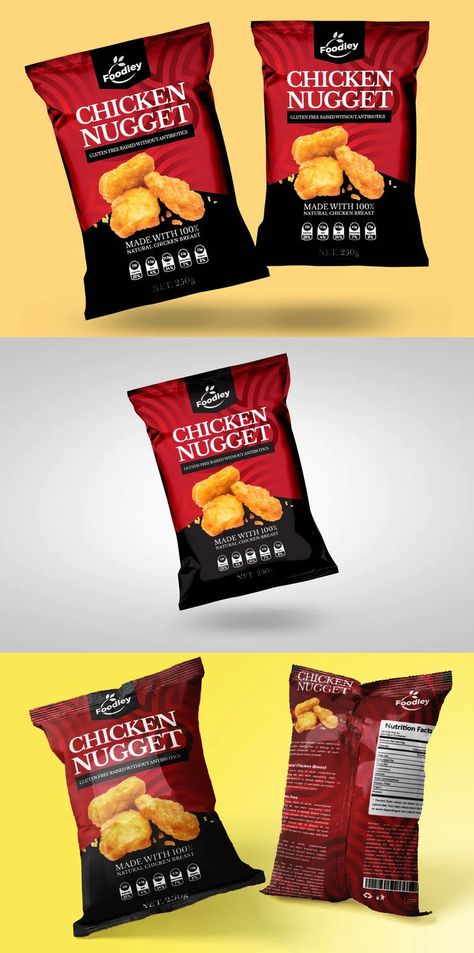 Chicken Nugget Packaging Design AI, EPS Frozen Food Packaging, Chip Packaging, Modern Fonts Free, Chicken Snacks, Food Box Packaging, Packaging Template Design, Chicken Nugget, Cv Resume, Frozen Chicken