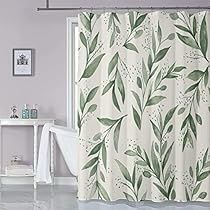 Eucalyptus Bathroom, Van Curtains, Dorm Room Curtains, Shower Curtain Green, Bohemian Bathroom Decor, Beige Watercolor, Curtain Green, Bathroom Window Curtains, Stylish Shower Curtain