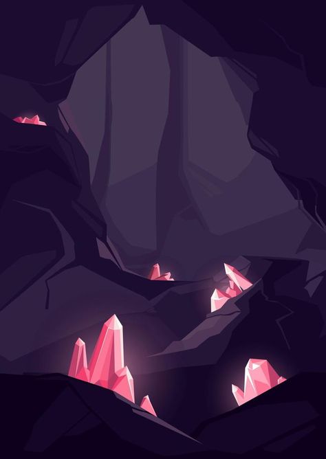 Cave Illustration, Underground Illustration, Crystal Caves, Underground Caves, Ui Game, Food Illustration Art, Crystal Cave, Collage Background, The Cave