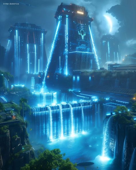 🌐H2O Flow🌊 A civilization powered entirely by water. From hydroelectric dams to underwater turbines, water fuels every aspect of life, sustaining shimmering cities and lush landscapes. 🚀What's your favourite pic? . . . . . #midjourneyarchitecture #scifiartwork #scifiart #aiartcommunity #midjourneygallery #midjourneycommunity #conceptart #sciencefiction #sciencefictionart #midjourneyartwork #aiart #scifiworld #scifimovies #alienworld #scifidaily #scificity #futuristicarchitecture #futu... Floating City Water, Water City Fantasy Art, Environmental Reference, Futuristic Architecture Future City, Worldbuilding Inspiration, Water City, Scifi Artwork, Mega City, Hydroelectric Dam