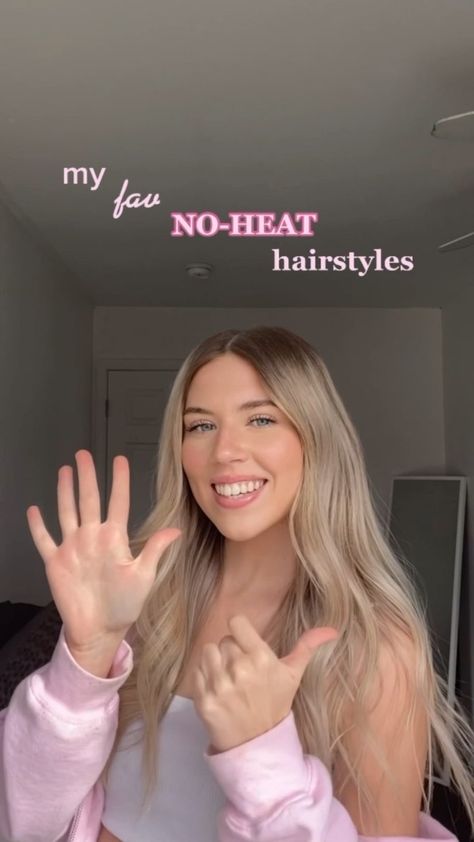 Easy No Heat Hairstyles, Heat Hairstyles, No Heat Hairstyles, No Heat, Tiktok Watch, Tiktok Videos, Easy Hairstyles, Heat, Mirror Selfie