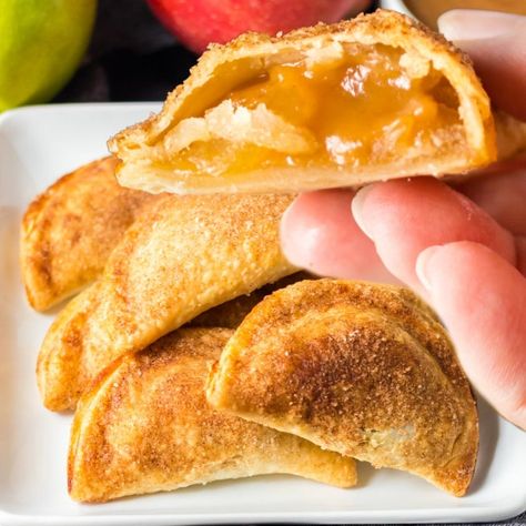 Caramel Apple Empanadas Caramel Apple Empanadas Taco Bells, Caramel Apple Empanadas, Caramel Apple Hand Pies, Apple Empanadas, Pie Crust Uses, Apple Pie Filling Recipes, Caramel Apples Recipe, Homemade Pie Crust Recipe, Canned Apple Pie Filling