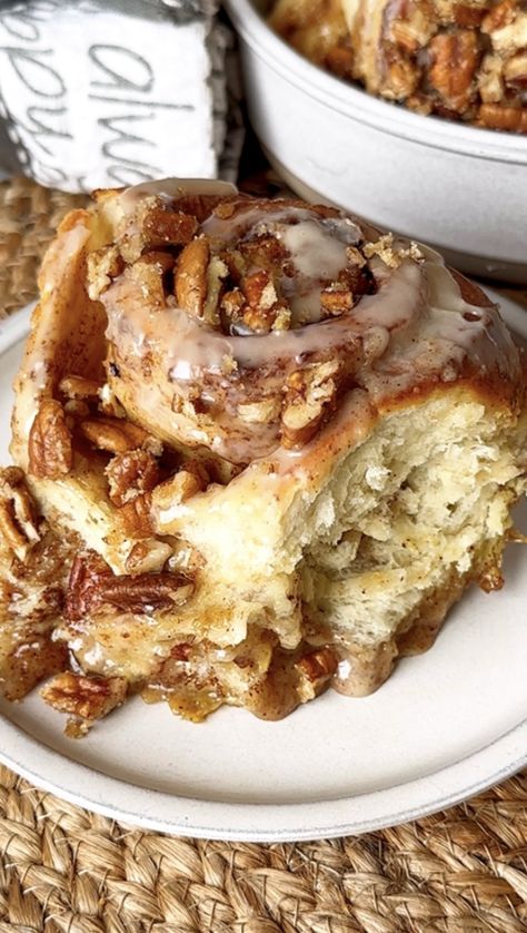 Brown Butter French Toast Cinnamon Rolls — Sweet Monkey French Toast Topping, French Toast Cinnamon, Brown Sugar Pecans, French Toast Toppings, Maple Syrup Glaze, Sugar Pecans, Active Dry Yeast, Cinnamon French Toast, Cinnamon Rolls Homemade