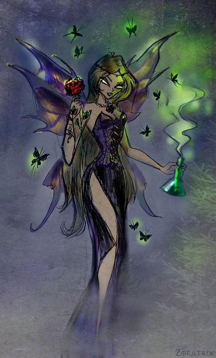 Night Chemical Fairy Trix Fairies, Evil Fairy Drawing, Evil Fairy Art, Evil Fairies, Evil Cartoon Characters, Night Fairy, Evil Fairy, Purple Fairy, Fairy Tattoo Designs