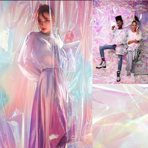 Cellophane Background Photoshoot, Iridescent Backdrop Photoshoot, Cellophane Backdrop, Creative Photography Sets, Cellophane Photography, Iridescent Photoshoot, Holographic Photoshoot, Holographic Photography, Backdrops Photography