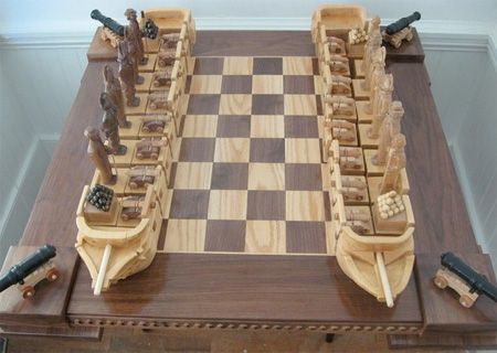 Cool and Unusual Chess Sets - Chess.com Battle Chess, Themed Chess Sets, Chess Boards, Chess Set Unique, Wooden Chess Board, Chess Table, Chess Sets, 카드 디자인, Wooden Chess