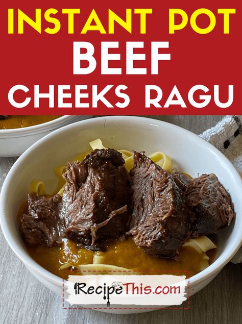 Instant Pot Beef Cheek Ragu Beef Cheeks Recipe, Best Instapot Recipes, Spaghetti With Ground Beef, Recipe Instant Pot, Pressure Cooking Recipes, Ragu Recipe, Ground Beef Pasta, Beef Cheeks, Potted Beef