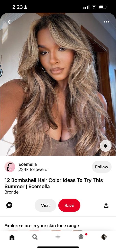 Blonde Highlights On Dark Hair Dark Skin, Honey Blonde Hair Balayage Brunettes, Summer Bayalage Hair Blonde, Blonde Highlights On Dark Skin Women, Highlight Bayalage Brunette, Ash Blonde Lowlights On Dark Hair, Fall Bayalage Hair, Brown Balayage On Blonde Hair, Blond Hair On Dark Skin